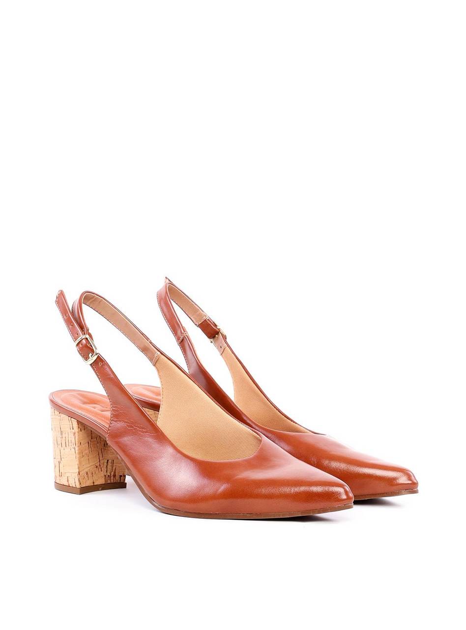 Scarpin Slingback Salto Bloco em Cortiça - Castor SDI-11878 - CS