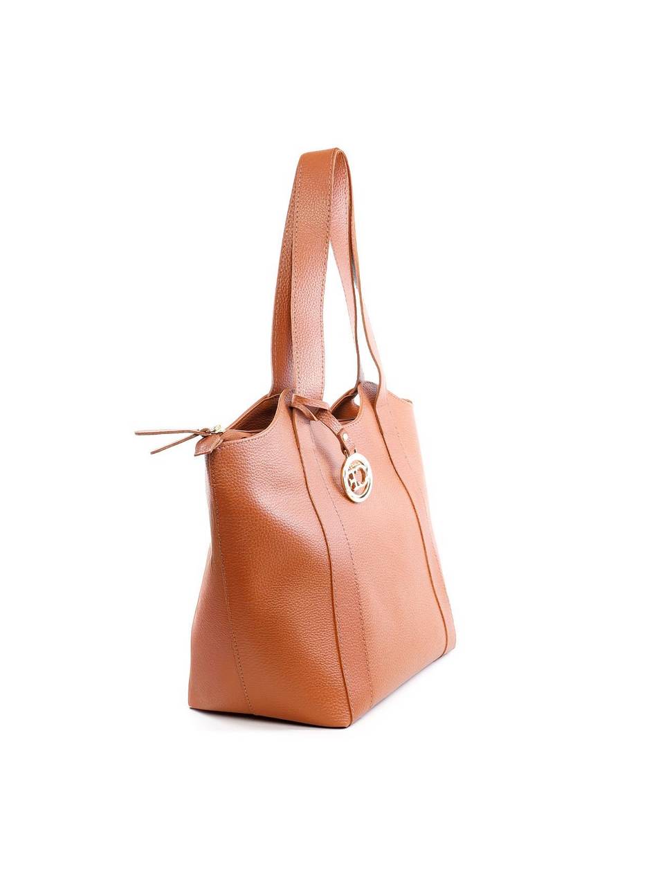 Bolsa Tote Tiracolo Ondulada com Bag Charm - Castor BSI-6109 - CS