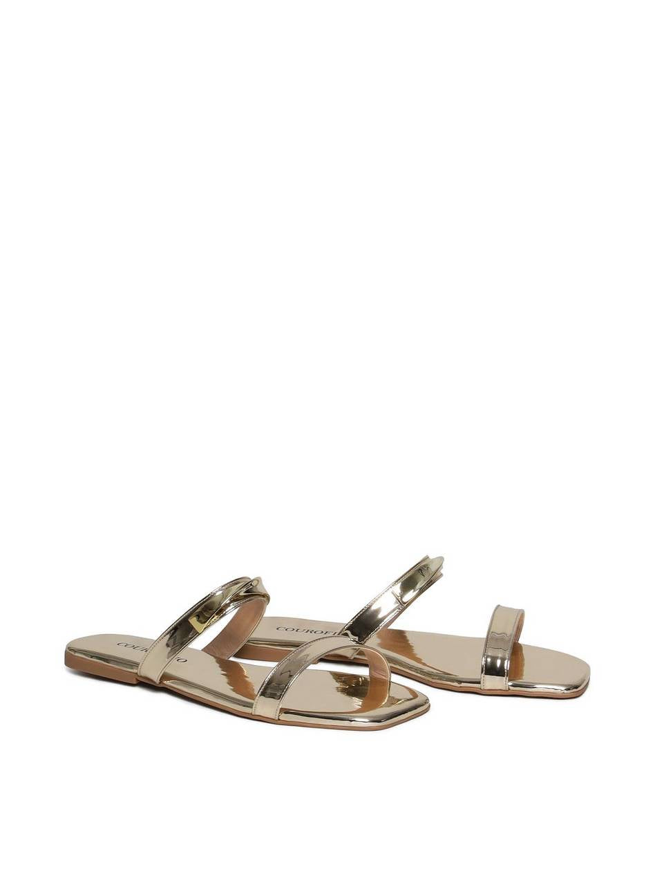 Sandália Feminina Rasteira Enfeite Retorcido - Ouro SDI-11653 - AU