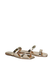 Sandália Feminina Rasteira Enfeite Retorcido - Ouro SDI-11653 - AU