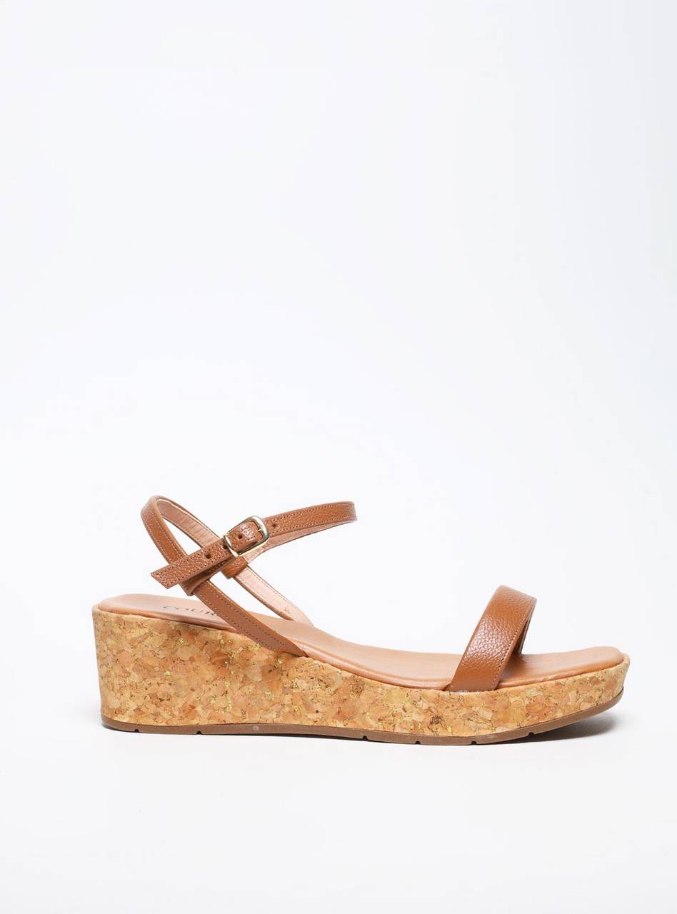 Sandália Salto Anabela Médio Cortiça e Tiras - Castor SDI-11522 - CS