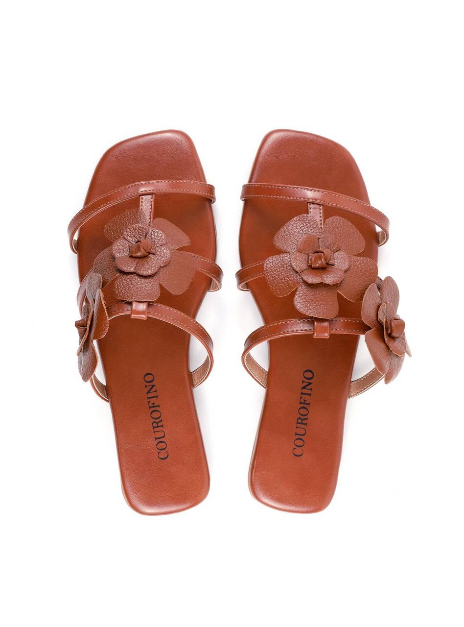Rasteira Slide com Duas Flores - Castor SDI-11848 - CS