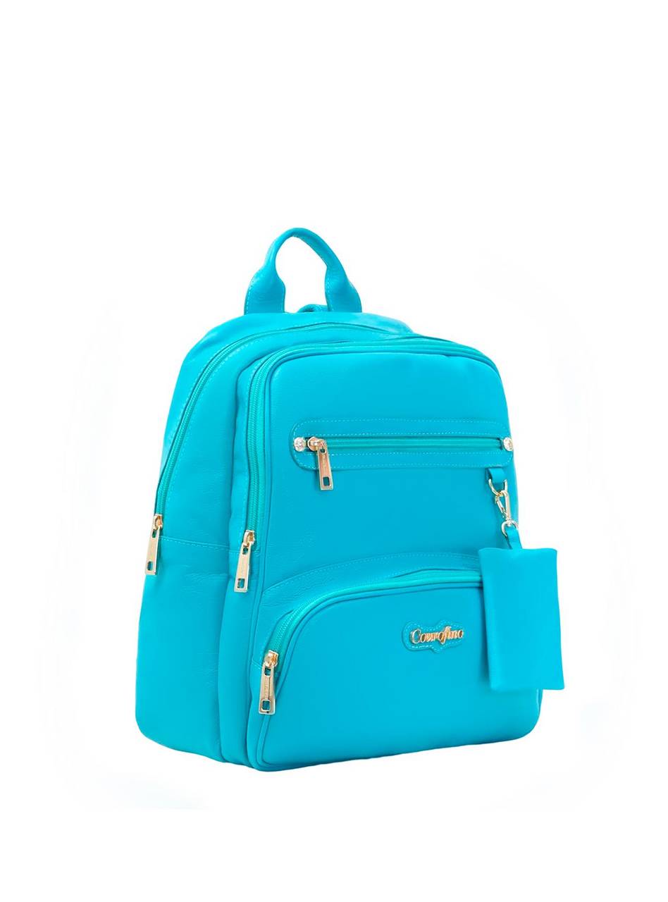 Mochila Casual Grande Porta Moedas Couro Azul MEI-428 - AZ