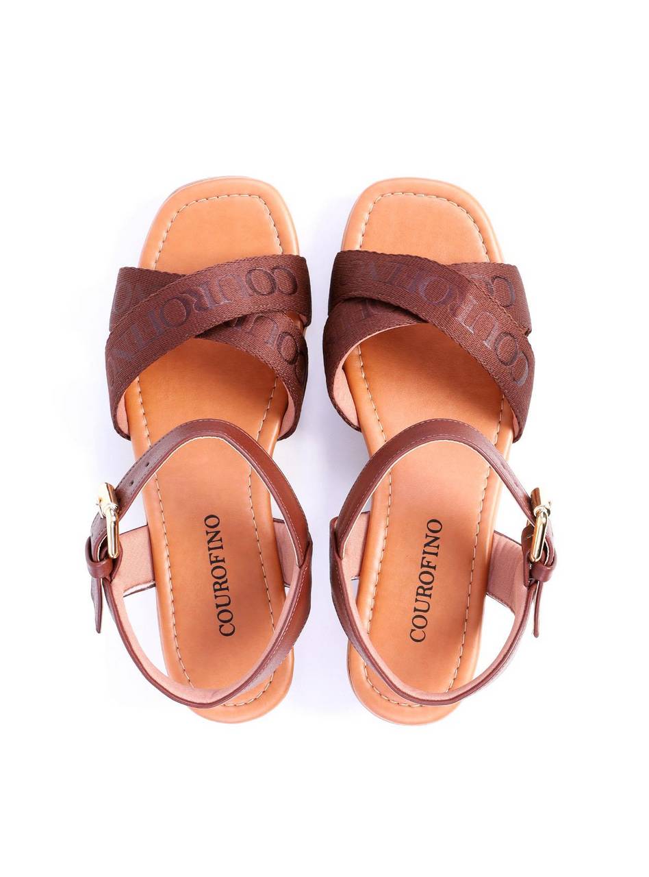 Sandália Feminina Anabela Confort com Tiras Cruzadas Cacau SDI-11694 - CA