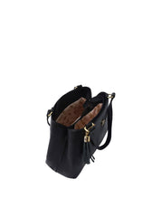 Bolsa Tote Couro Média Transversal Preta BSI-5373 - PR