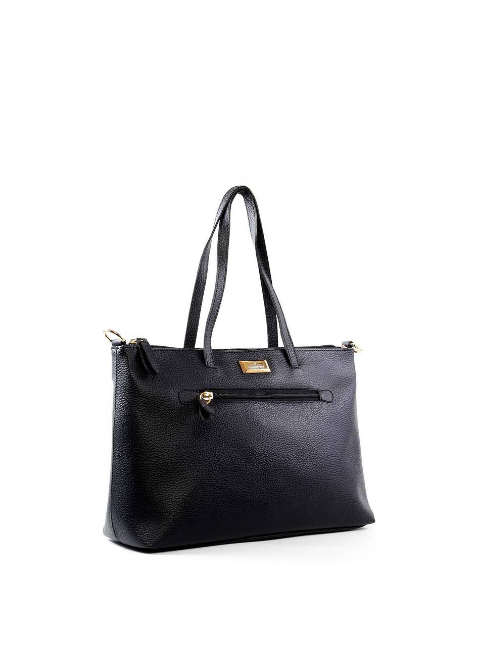 Bolsa Tote Transversal com Bolso Frontal - Preta BSI-6057 - PR