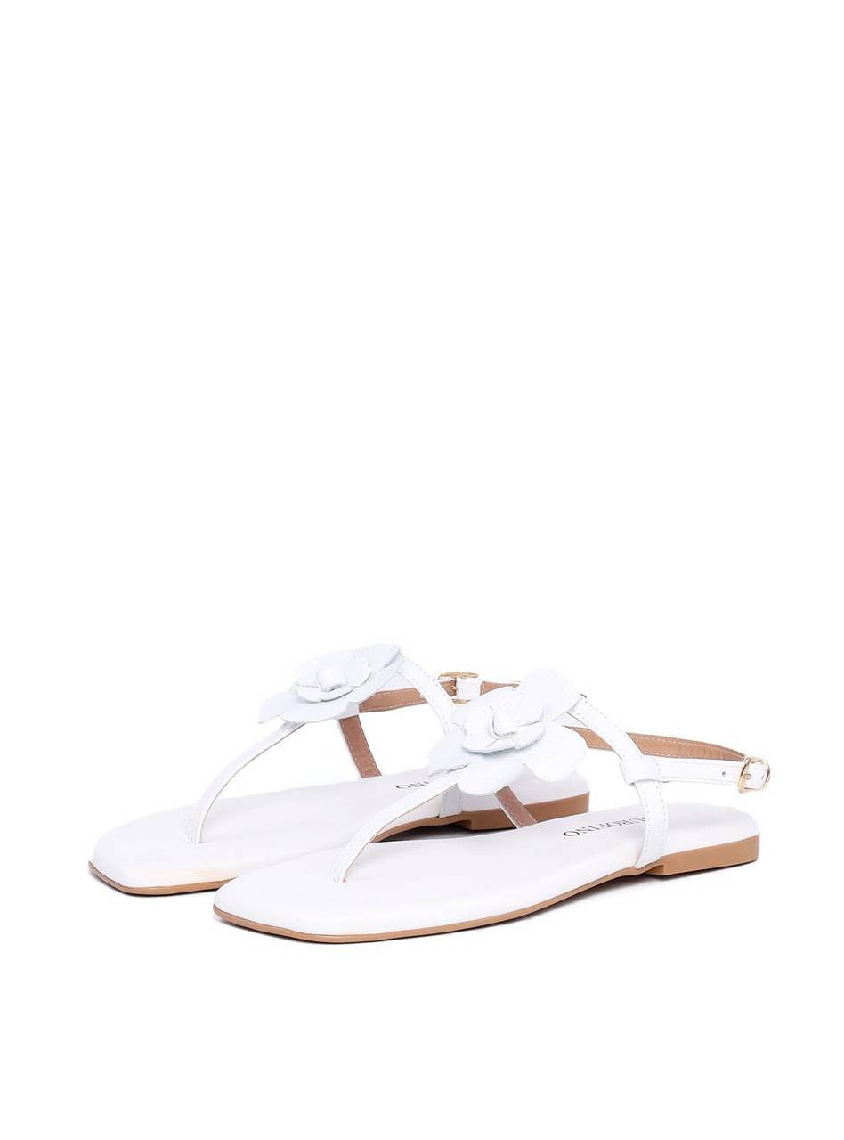 Rasteira de Dedo com Fivela e Flor - Branca SDI-11847 - BR