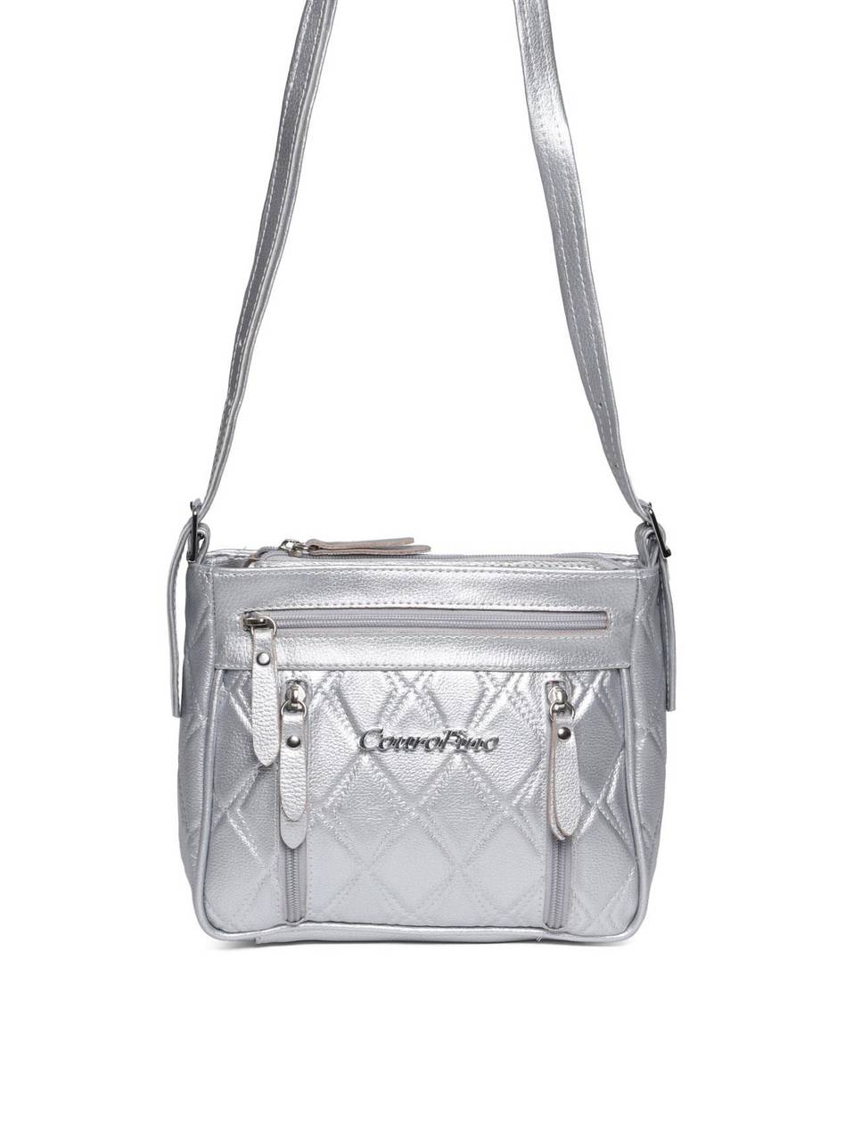 Bolsa Carteiro Transversal Regulável Zíper Frontal Prata BSI-5658 - PT