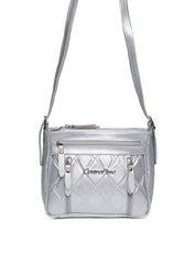 Bolsa Carteiro Transversal Regulável Zíper Frontal Prata BSI-5658 - PT
