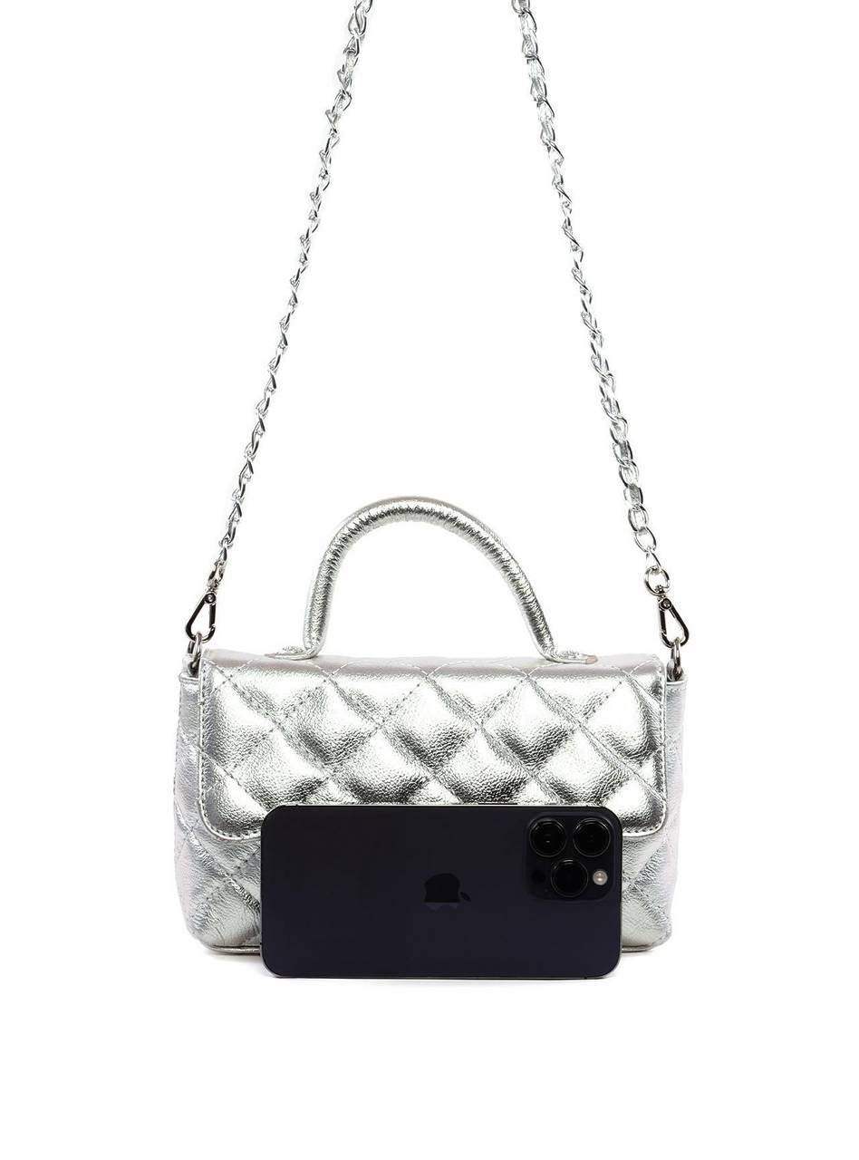 Bolsa Satchel Pequena com Matelassê e Fecho Giratório BSI-6505 - PT
