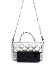Bolsa Satchel Pequena com Matelassê e Fecho Giratório BSI-6505 - PT