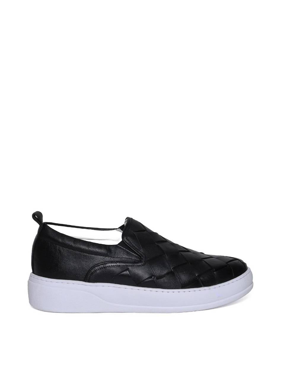 Calçado Masculino Sapatênis Entrelaçado Couro - Preta SP-11627 - PR
