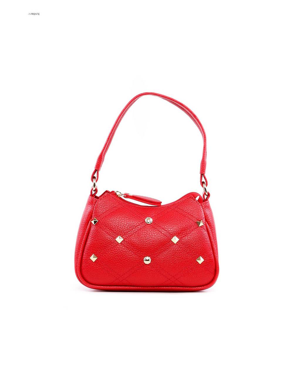 Bolsa Clutch com Alça Tiracolo Removível em Matelassê e Spikes - Vermelha BSI-5966 - VE