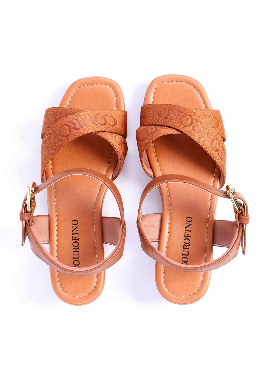 Sandália Feminina Anabela Confort com Tiras Cruzadas Castor SDI-11694 - CS
