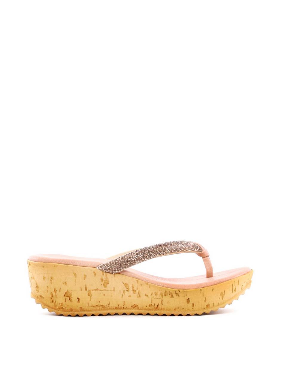 Tamanco Anabela PU com Tira em Strass - Nude SDI-12182 - NU