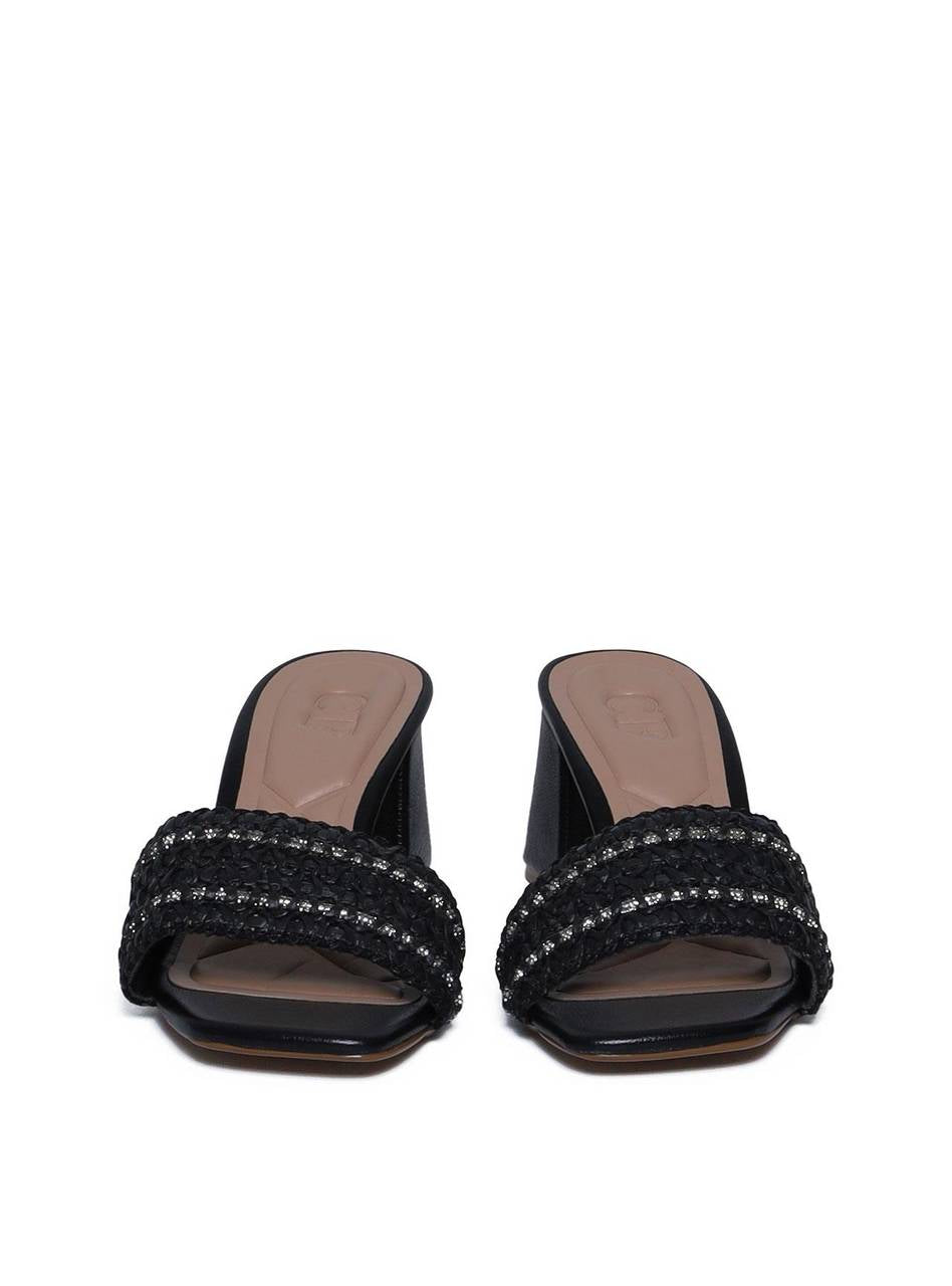 Tamanco Rosto Palha com Strass - Preta SDI-11670 - PR