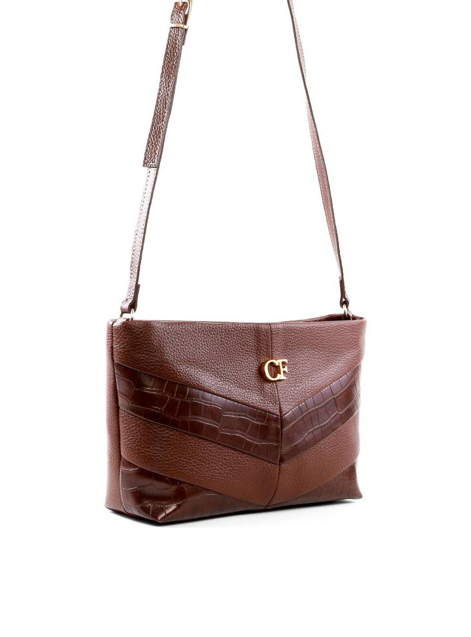 Bolsa Tote Transversal com Recortes em V - Cacau BSI-6435 - CA