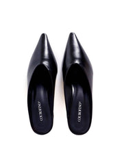 Mule de Bico Fino com Salto Anabela Cromado - Preto SD-12011 - PR