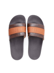 Sandália Masculina Chinelão Couro Rosto Largo Cacau SDI-11272 - CA