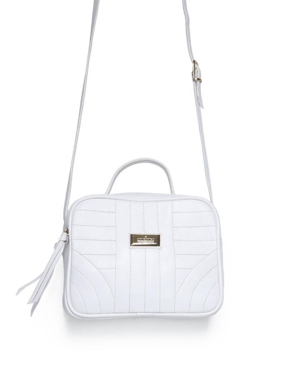 Bolsa Bag Couro Transversal Bolso Atrás Branca BSI-5087 - BR