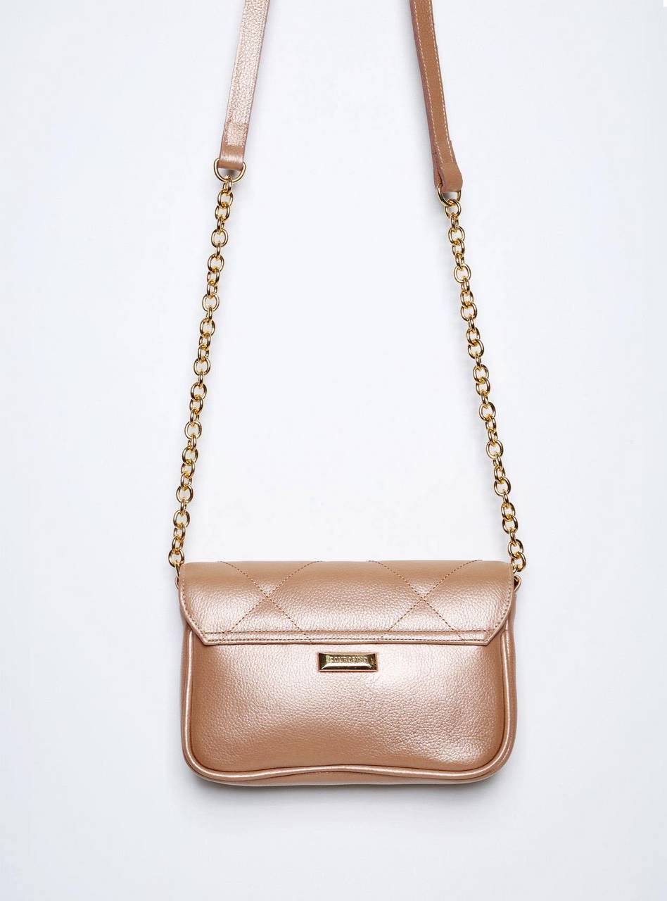 Bolsa Satchel Pequeno Couro Transversal - Nude BSI-5858 - NU