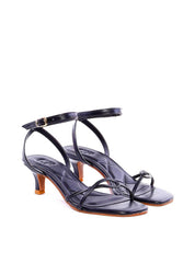 Sandália com Salto Fino e Recorte Geométrico - Preta SDI-11930 - PR