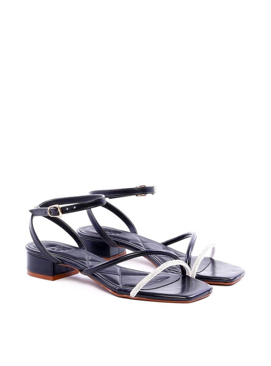 Sandália Salto Bloco com Tira Lateral e Strass - Preta SDI-11919 - PR