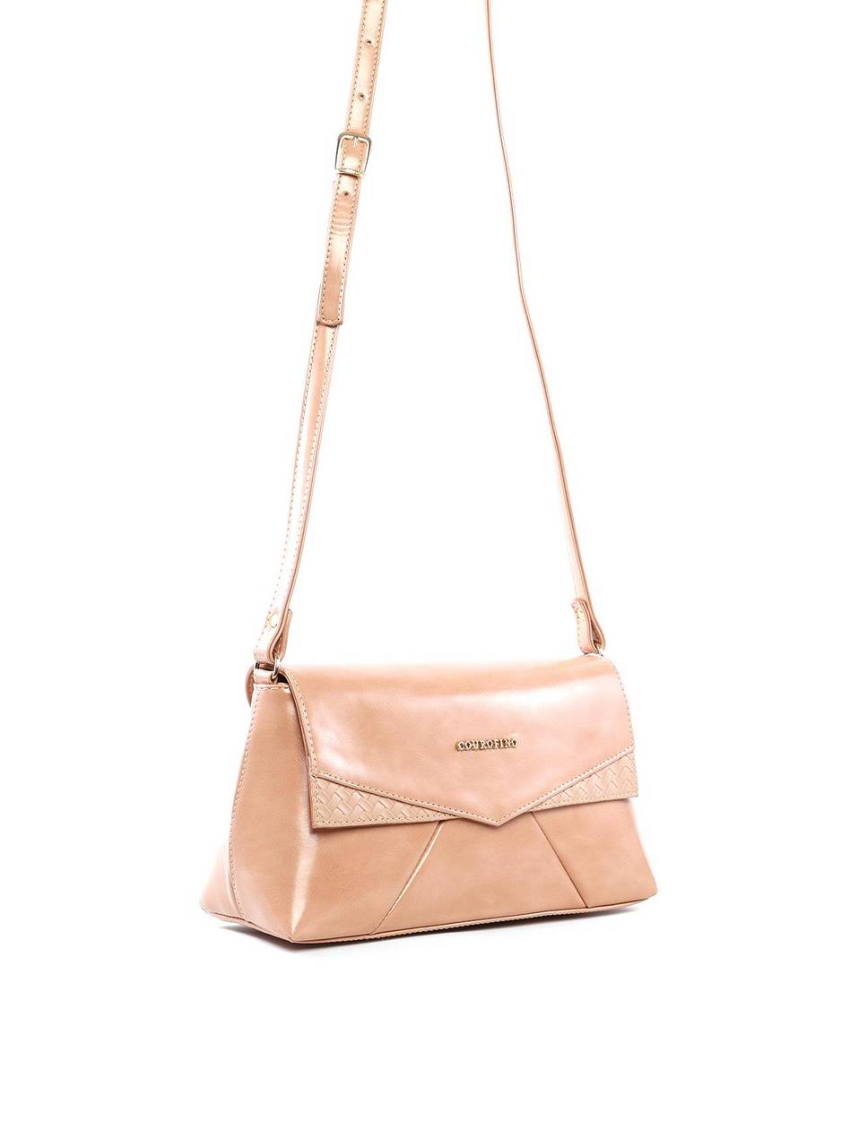 Bolsa Satchel Média Tampa com Recortes - Nude BSI-6484 - NU