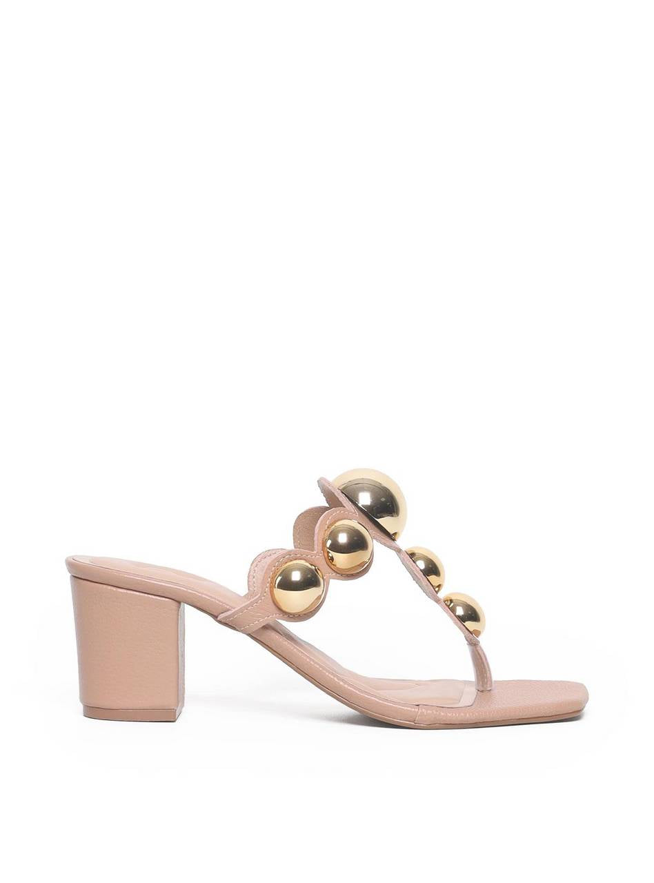 Sandália Feminina Tamanco Salto Bloco - Nude SDI-11563 - NU