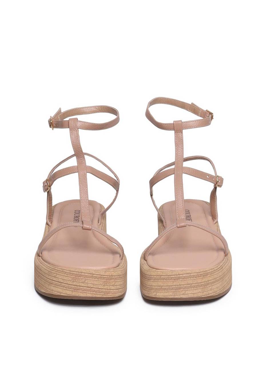 Sandália Feminina Couro Plataforma Salto Fachetado - Nude SDI-11560 - NU
