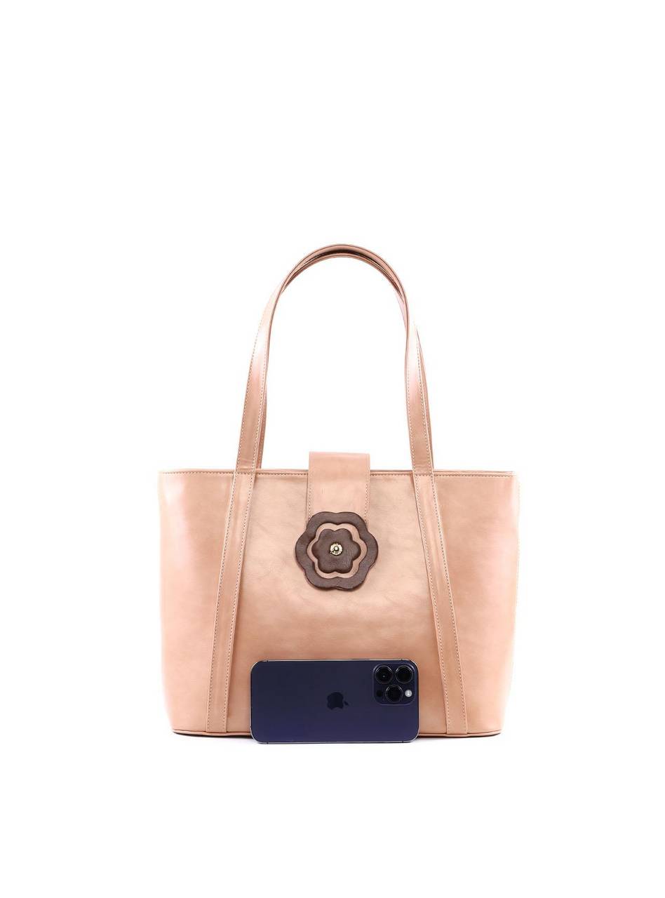 Bolsa Tote com Flor Frontal - Nude BSI-6359 - NU