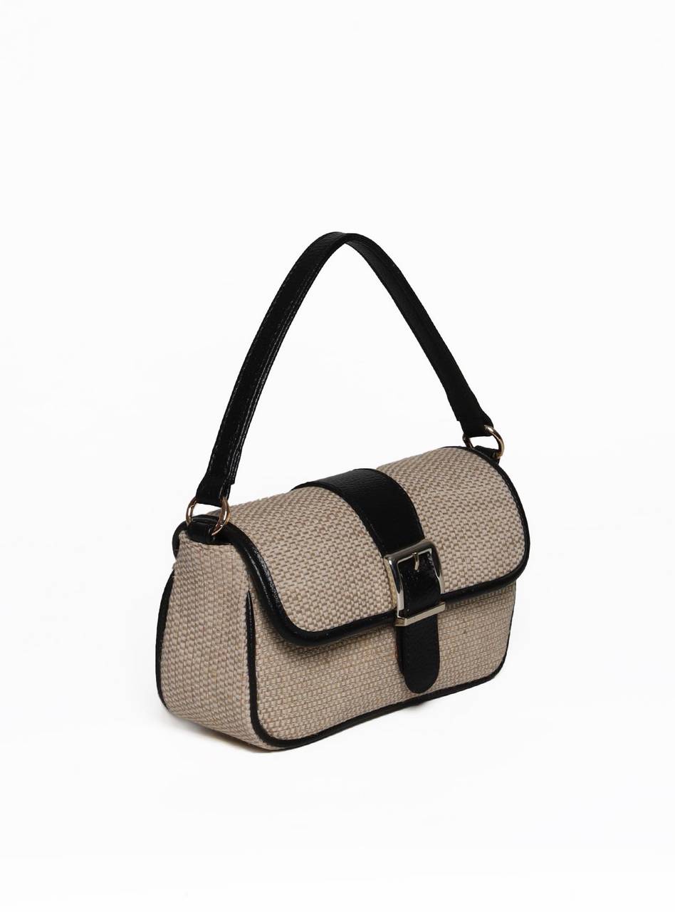 Bolsa Satchel de Mão em Palha Preta BSI-5986 - PR