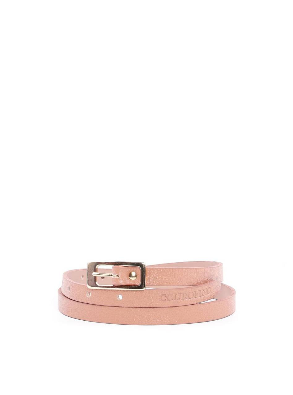 Cinto Social Feminino de Couro com Fivela Retangular - Nude CTI-990 - NU