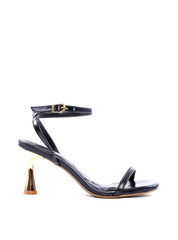 Sandália Tiras Finas Salto Alto Cromado - Preta SDI-11925 - PR