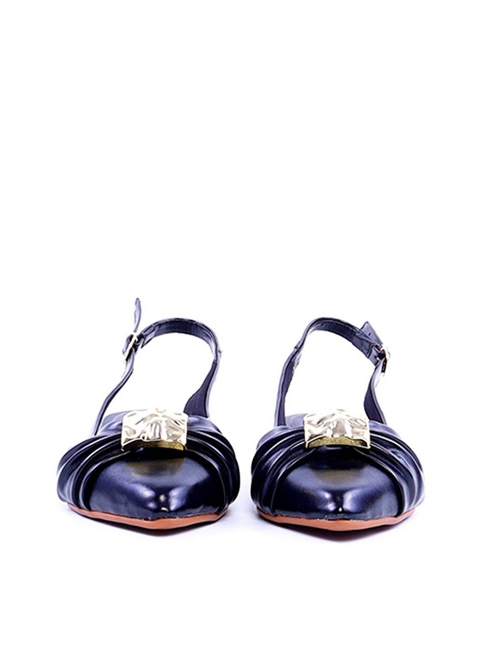 Sapatilha Slingback Drapeada Enfeite Orgânico - Preta SDI-11981 - PR