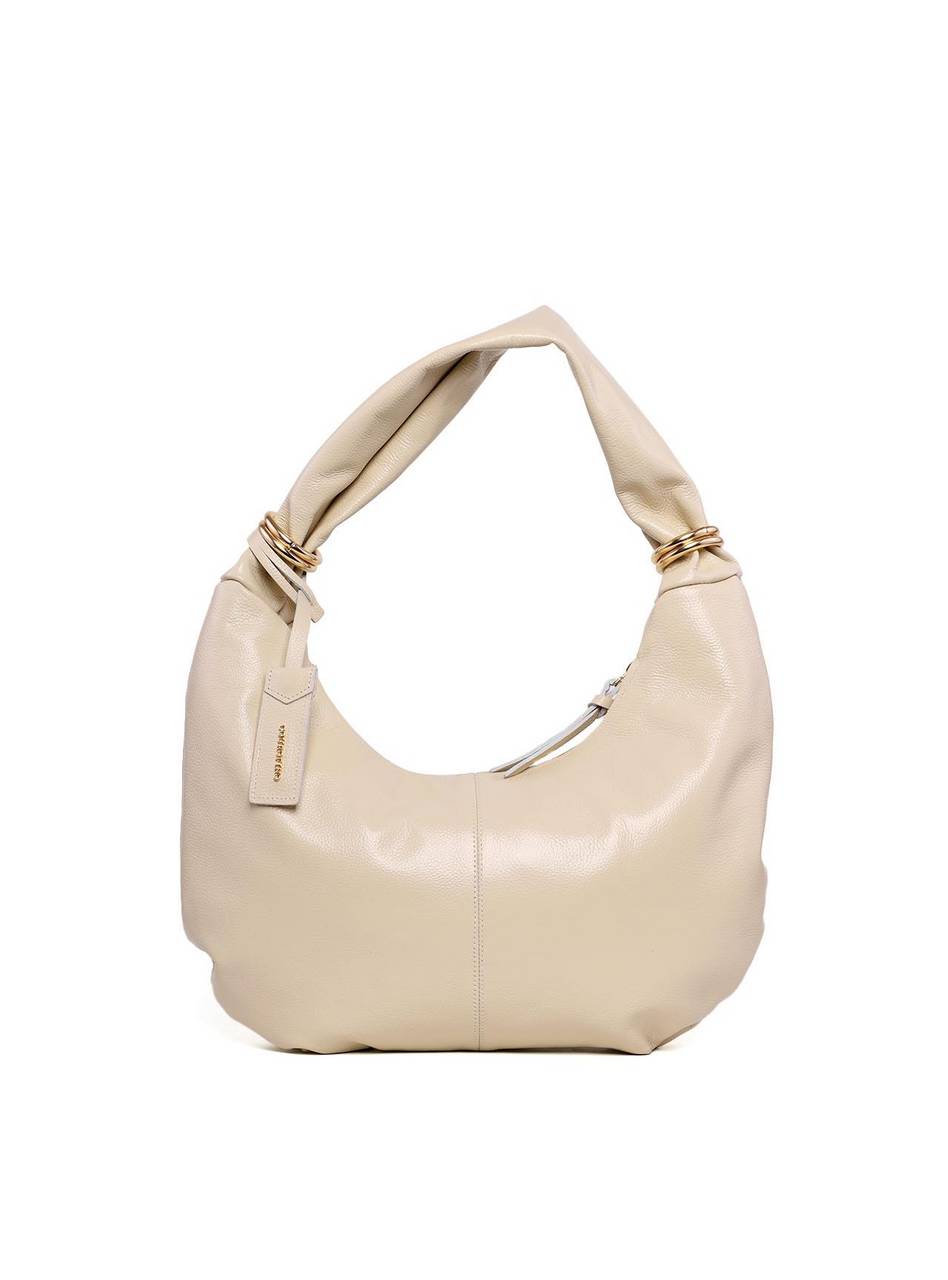 Bolsa Hobo de Couro com Argolas e Bag Charm - Fenno BSI-6226 - FE