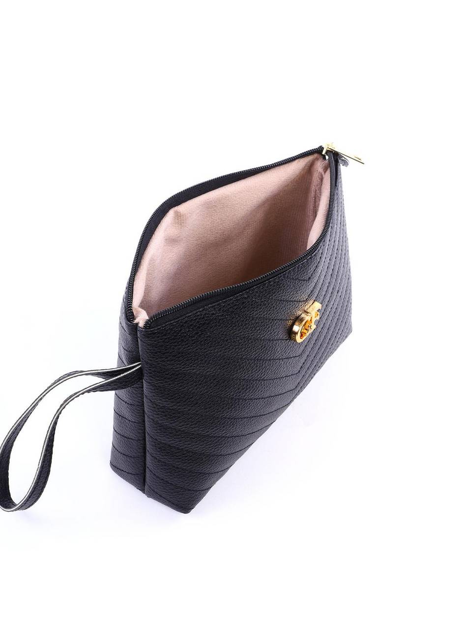 Bolsa Clutch com Detalhe de Costura - Preta BSI-6317 - PR