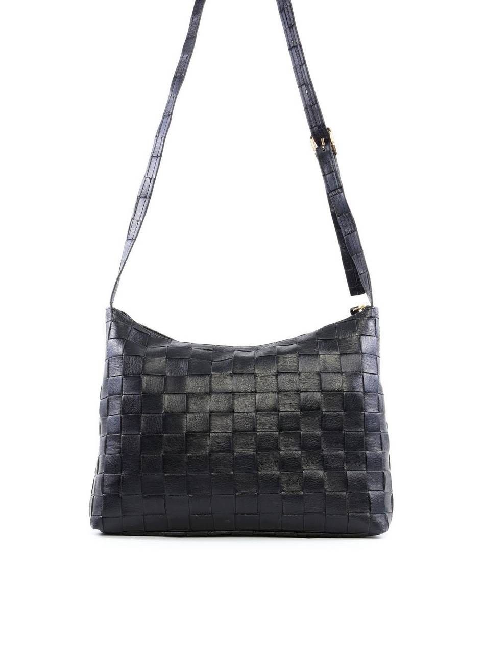 Bolsa Hobo Transversal em Tressê - Preta BSI-6123 - PR