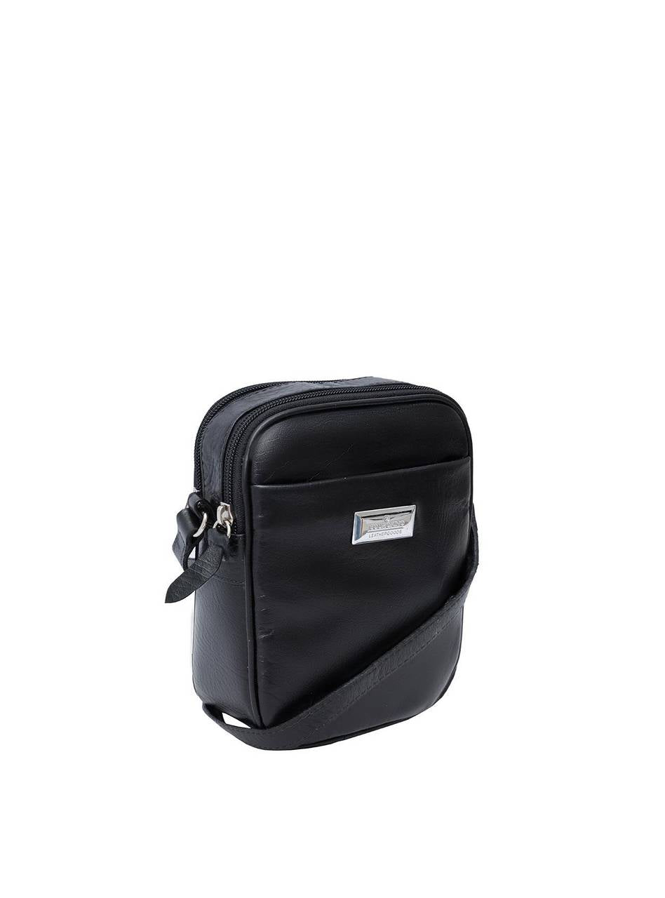 Bolsa Bag Couro Média Transversal Shoulder Preta BSI-5330 - PR