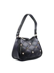 Bolsa Clutch com Alça Tiracolo Removível em Matelassê e Spikes - Preta BSI-5966 - PR