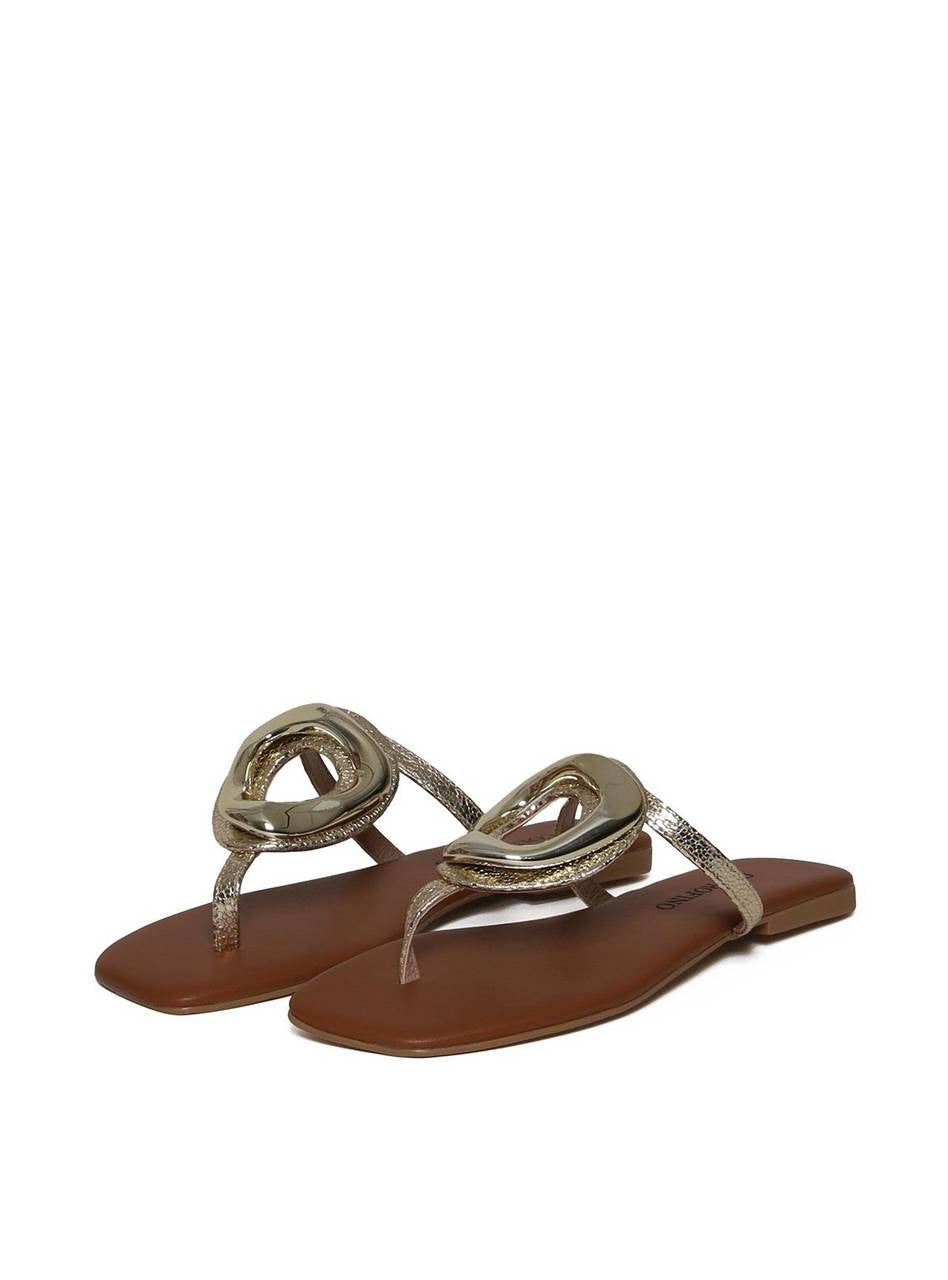 Sandália Rasteira de Dedo com Maxi Detalhe - Ouro SDI-11666 - AU