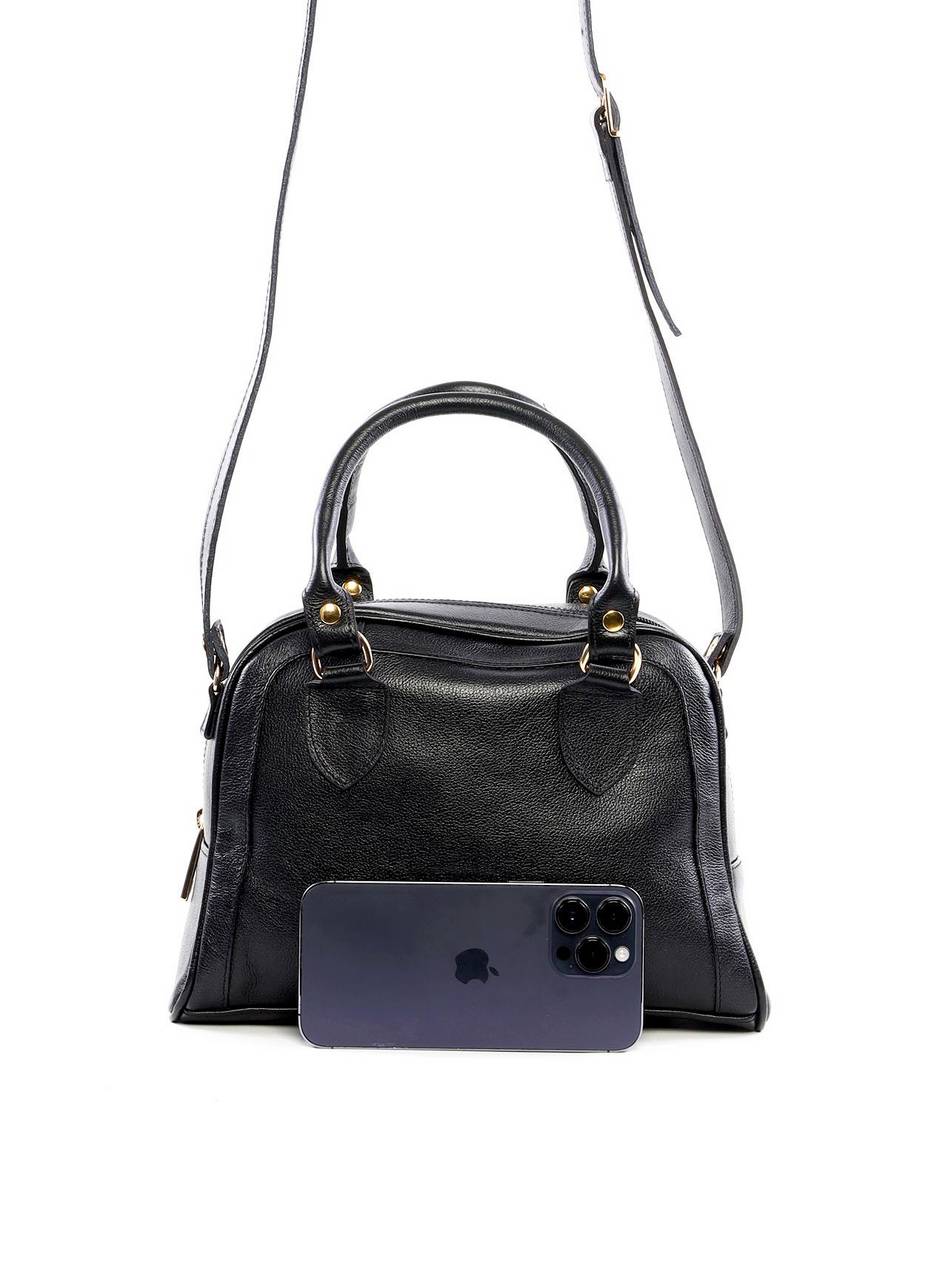 Bolsa Baú com Recortes e Alça Dupla - Preta BSI-6442 - PR