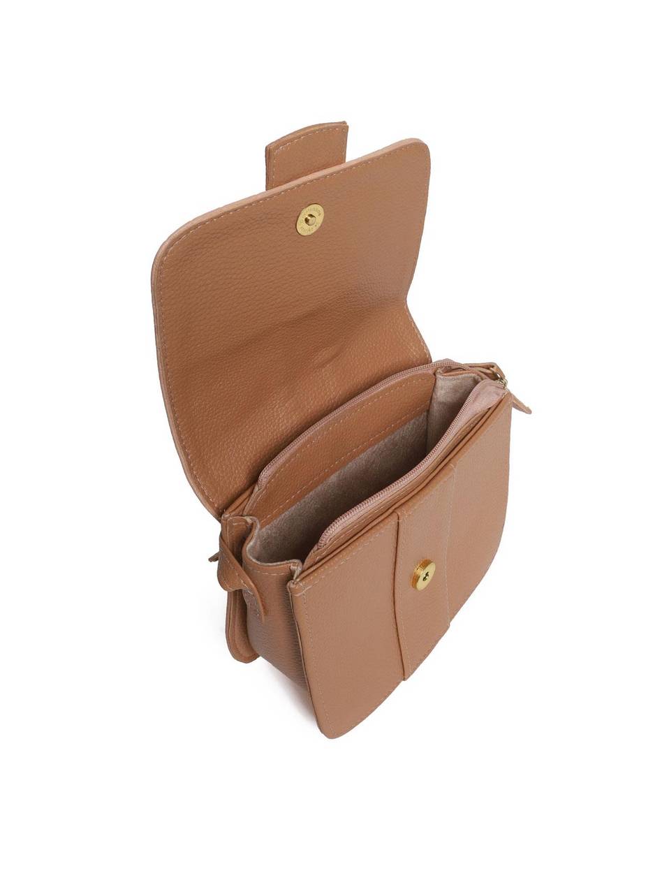 Bolsa Satchel Transversal com Fivela Decorativa - Nude BSI-5714 - NU
