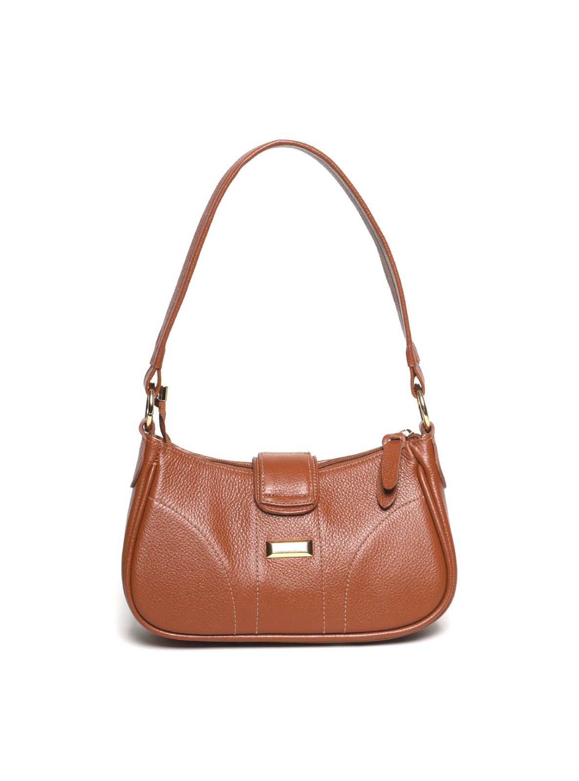 Bolsa Baguette Pequena Couro Fivela Grande Castor BSI-5879 - CS