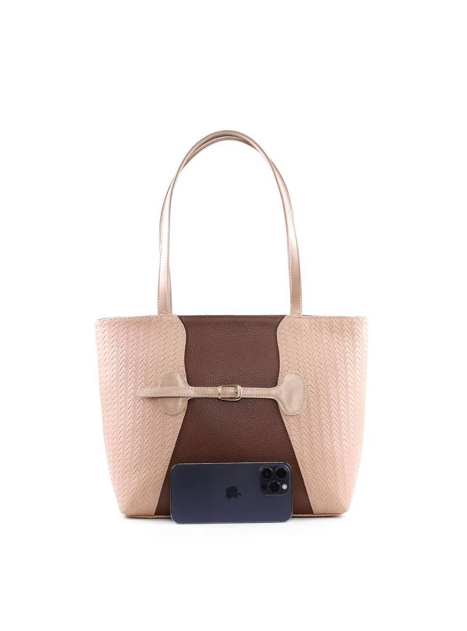 Bolsa Shopper com Tressê e Fivela - Nude BSI-6421 - NU