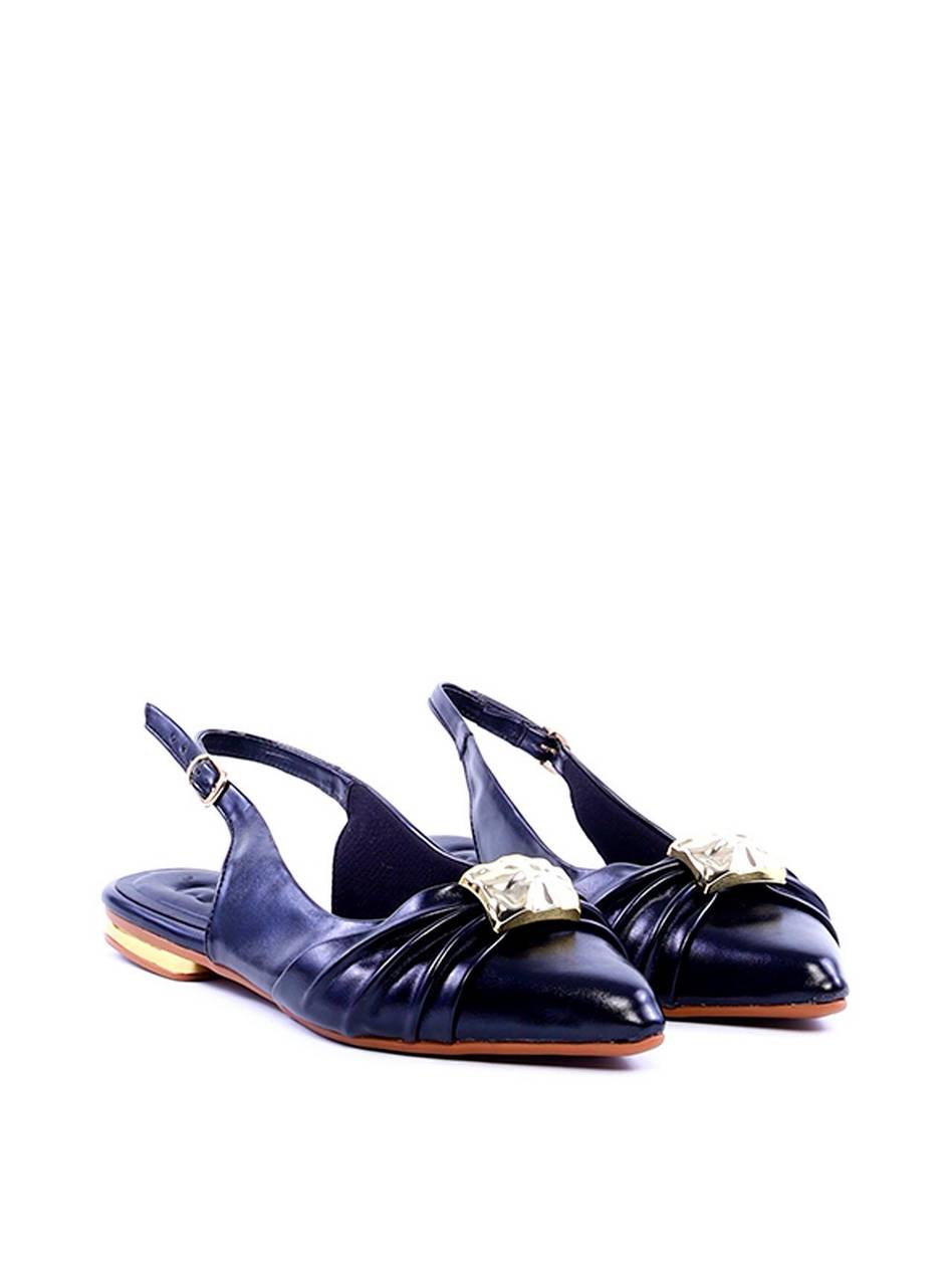 Sapatilha Slingback Drapeada Enfeite Orgânico - Preta SDI-11981 - PR