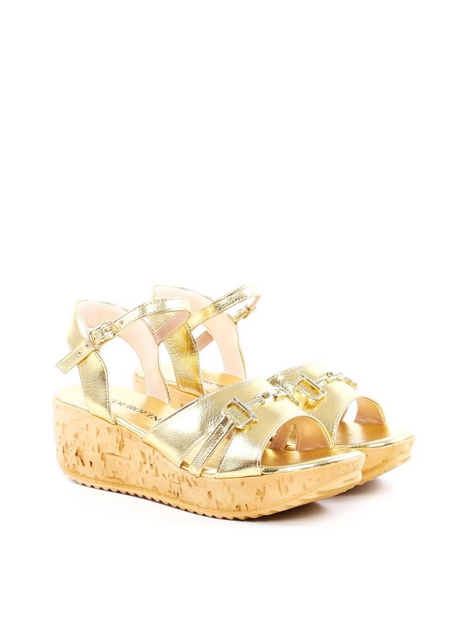 Sandália Anabela Cortiça Enfeite Bridão  - Ouro SDI-11921 - AU