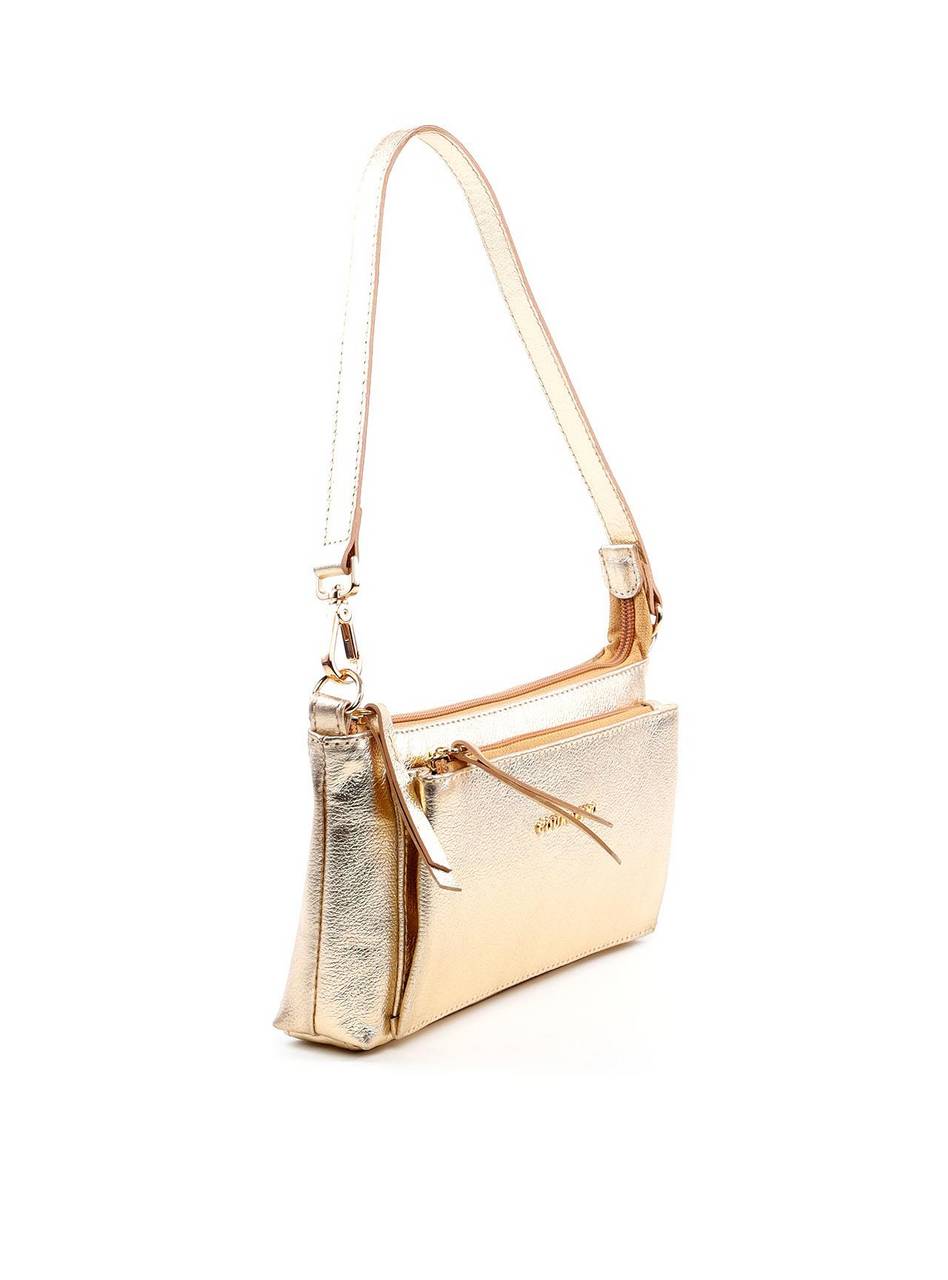 Bolsa Baguette com Bolso Grande Frontal - Ouro BSI-6130 - AU
