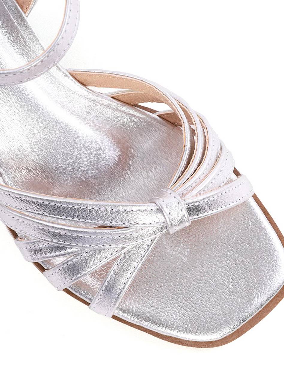 Sandália de Salto Bloco com Tiras Cruzadas - Prata SDI-12159 - PT