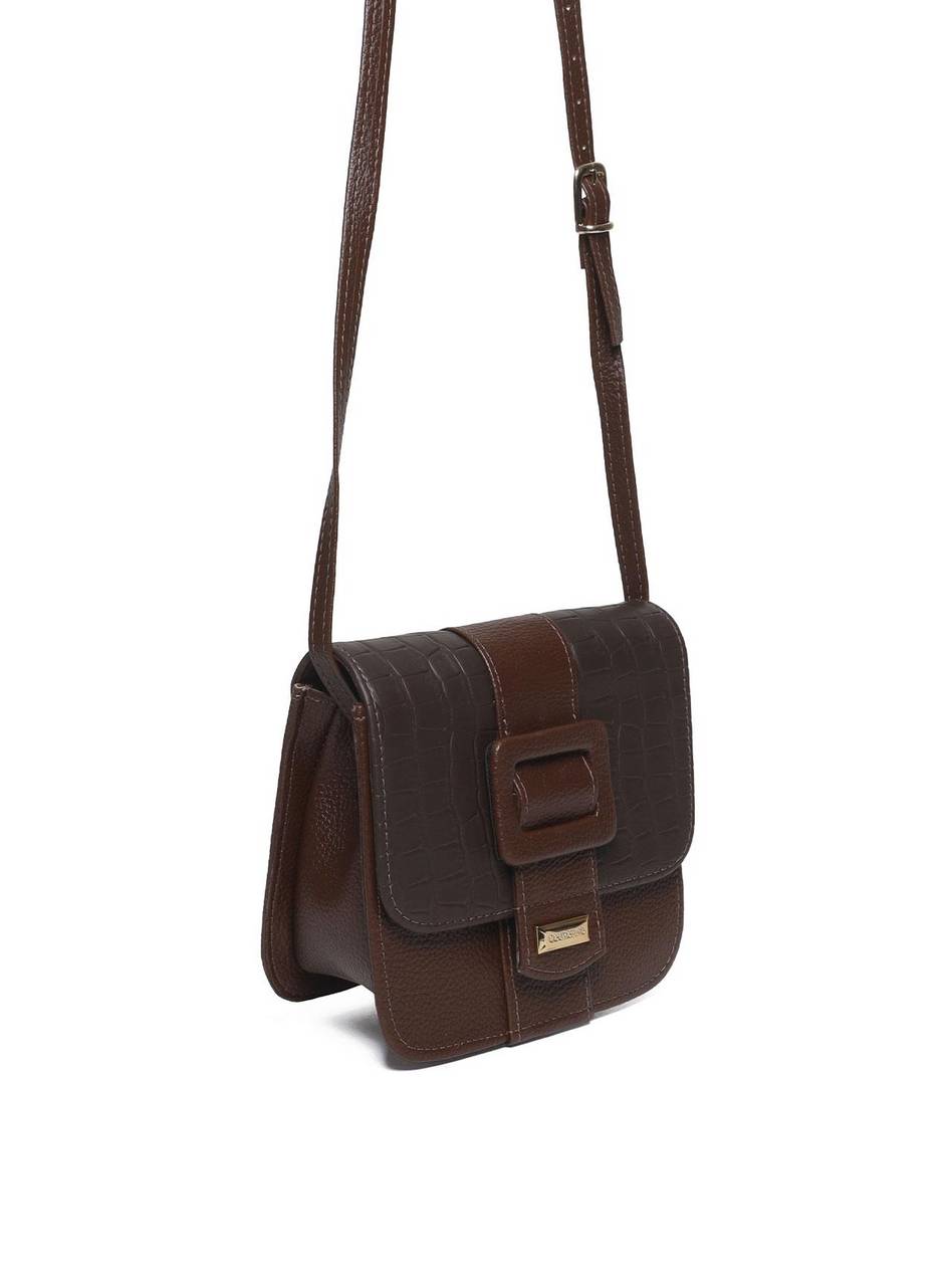 Bolsa Satchel Transversal com Fivela Decorativa - Cacau BSI-5714 - CA